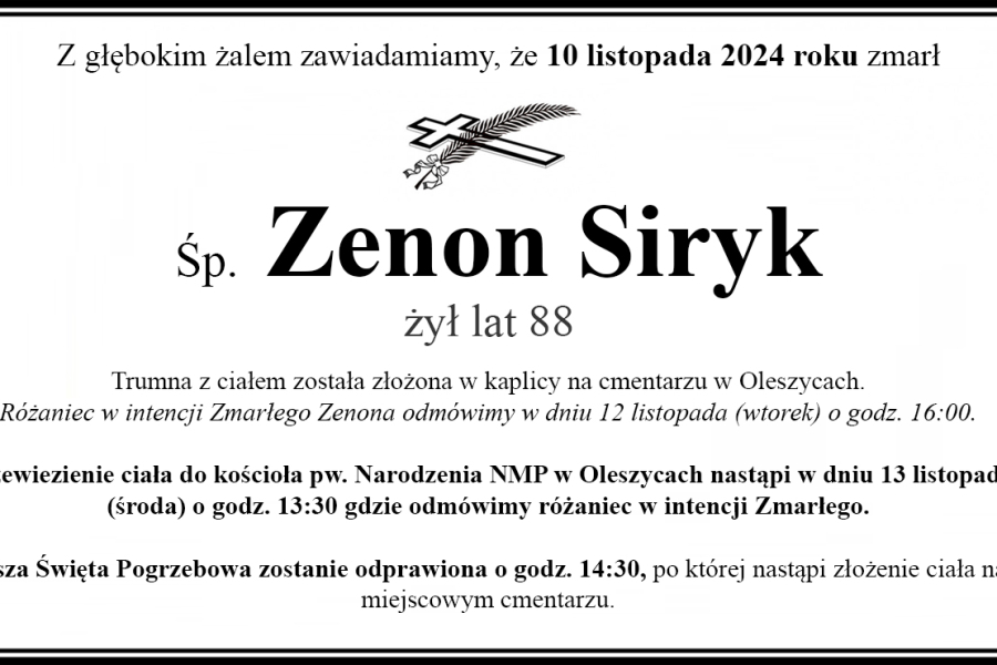 Zmarł Zenon Siryk [88 lat]